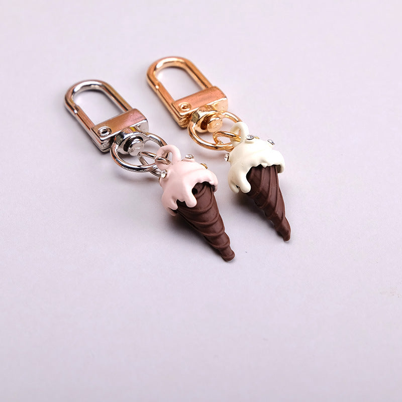 Wholesale Bag Pendant with Diamond Ice Cream Metal Keychain